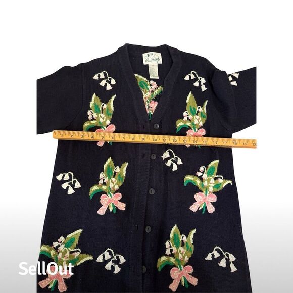 Quacker Factory Vintage Floral Embroidered Cardigan Sweater XS Blue - Picture 4 of 5